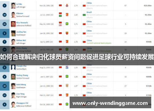 如何合理解决归化球员薪资问题促进足球行业可持续发展