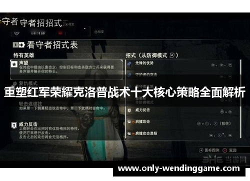 重塑红军荣耀克洛普战术十大核心策略全面解析